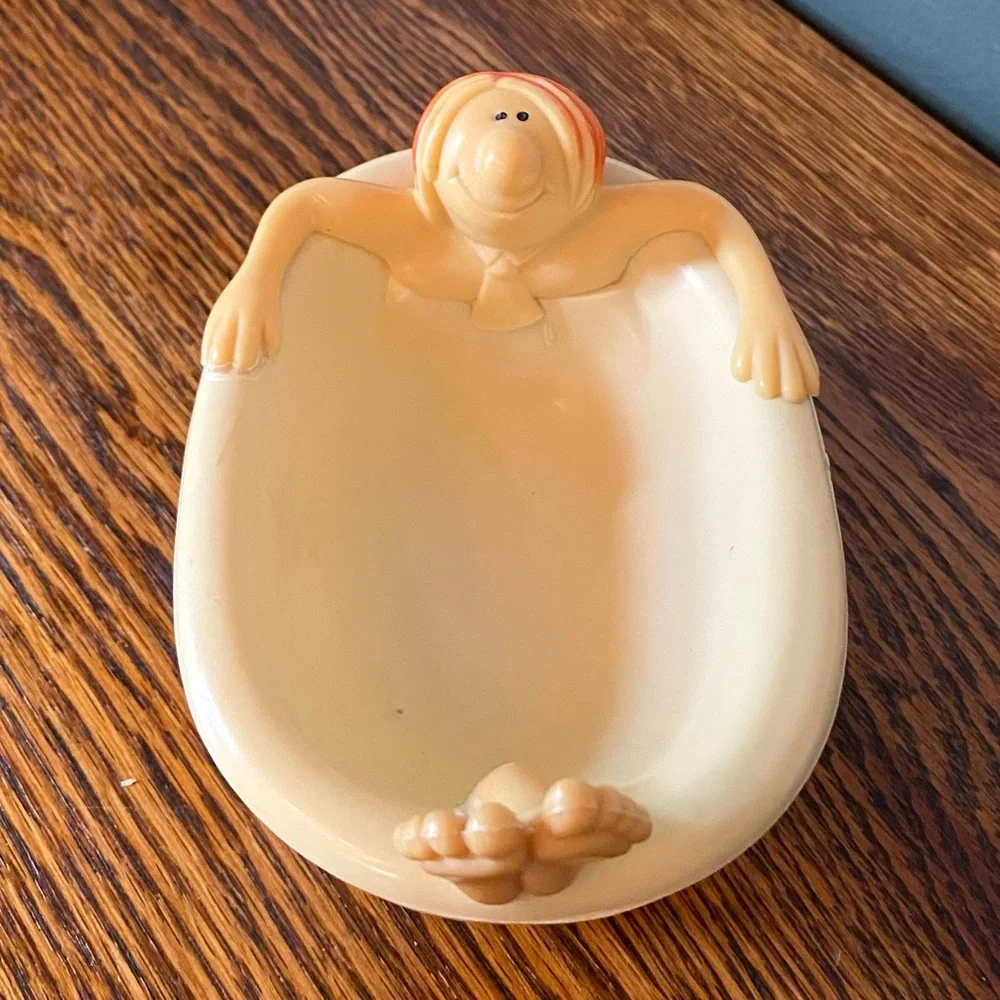 Fitz & Floyd Man in Bathtub Soap Dish Vintage MCM Mid Century Bath Accessory
